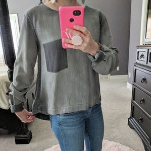 Cloth & Stone Grey Hi-Lo Blouse